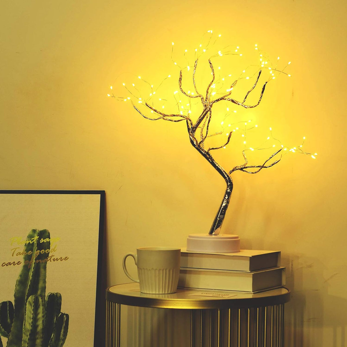 20" Bonsai Fairy Spirit Tree Light with 108 LED, DIY Artificial Tree Lamp, Battery/USB Operated, Aesthetic Lamps for Living Room Bedroom Christmas Party Home Gifts Room Decor (Warm White)
